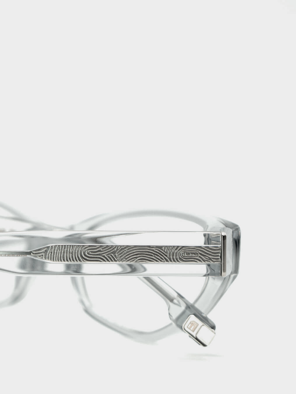 Plano trasero de los detalles de la varilla gafas de vista ojo de gato grises FLM05 C5