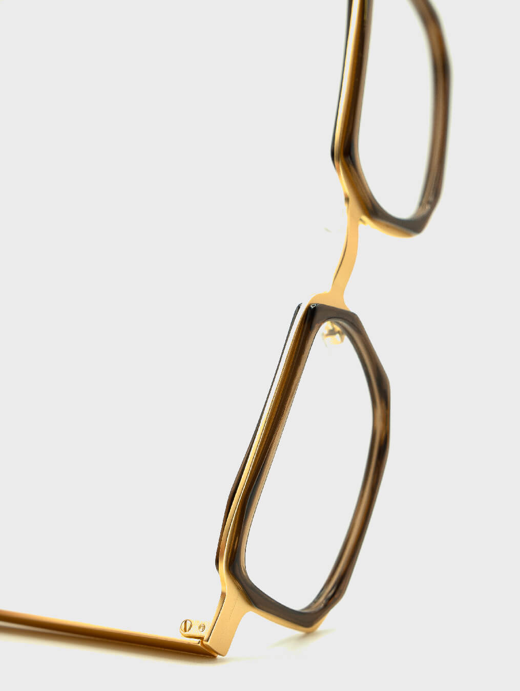 Gafas de vista cuadradas rectangulares marrones y doradas FLM06 C3