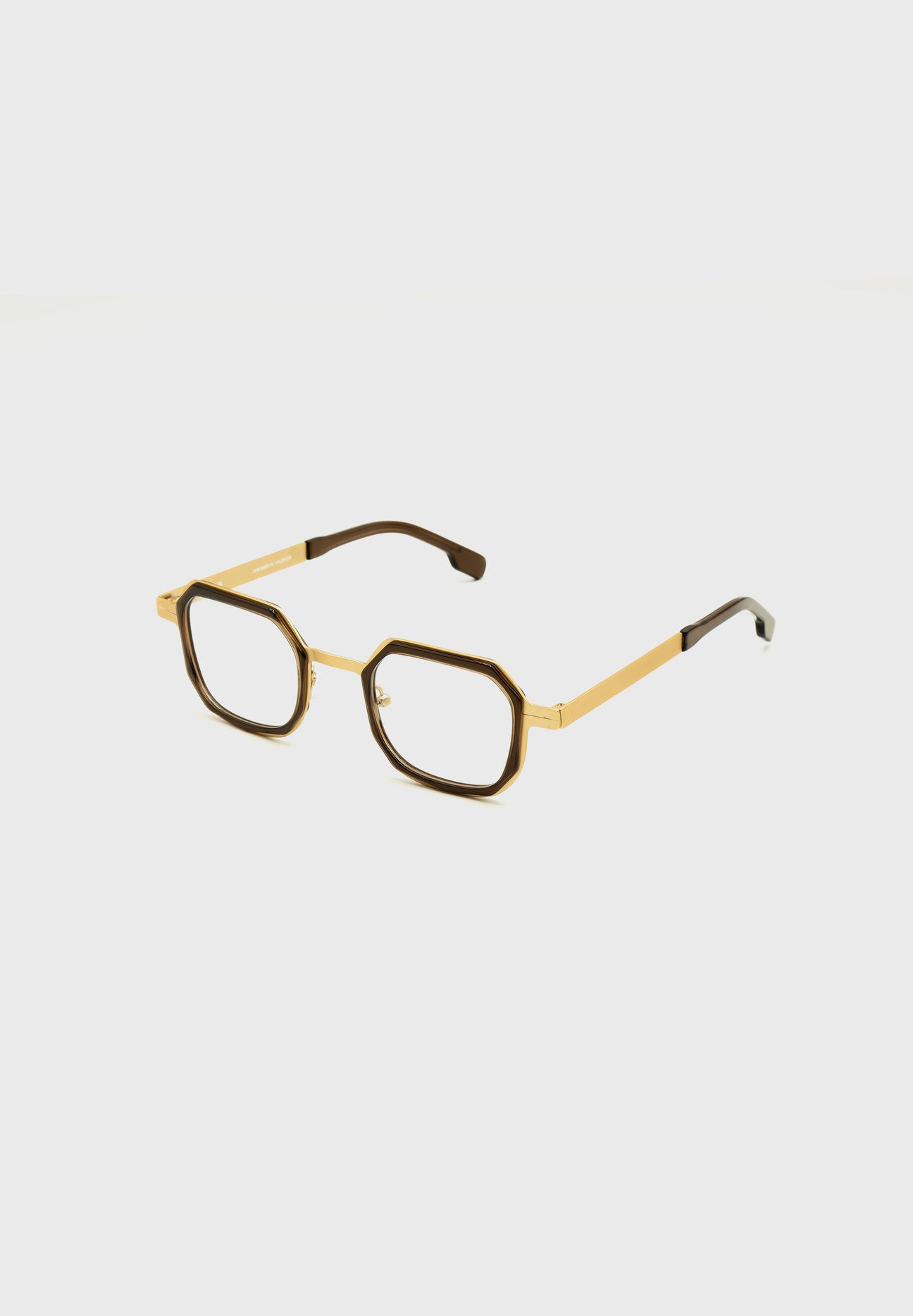 Gafas de vista cuadradas marrones y metal dorado FLM07 C3