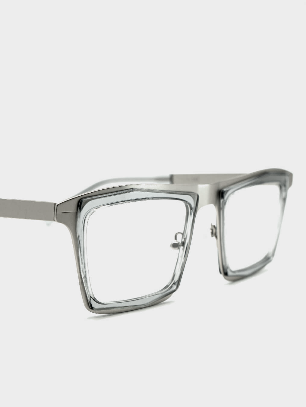 Plano frontal gafas de vista cuadradas grises y metal plata FLM09 C2