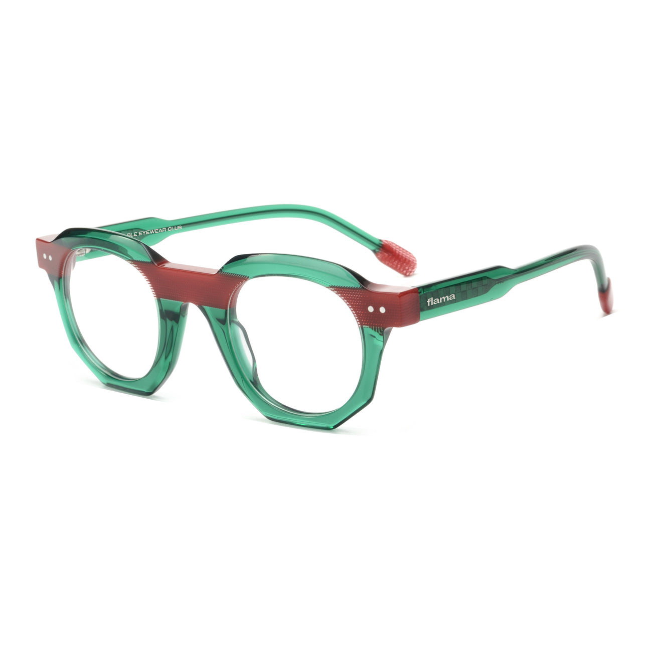 Gafas graduadas Flama Gary circulares verdes y rojas