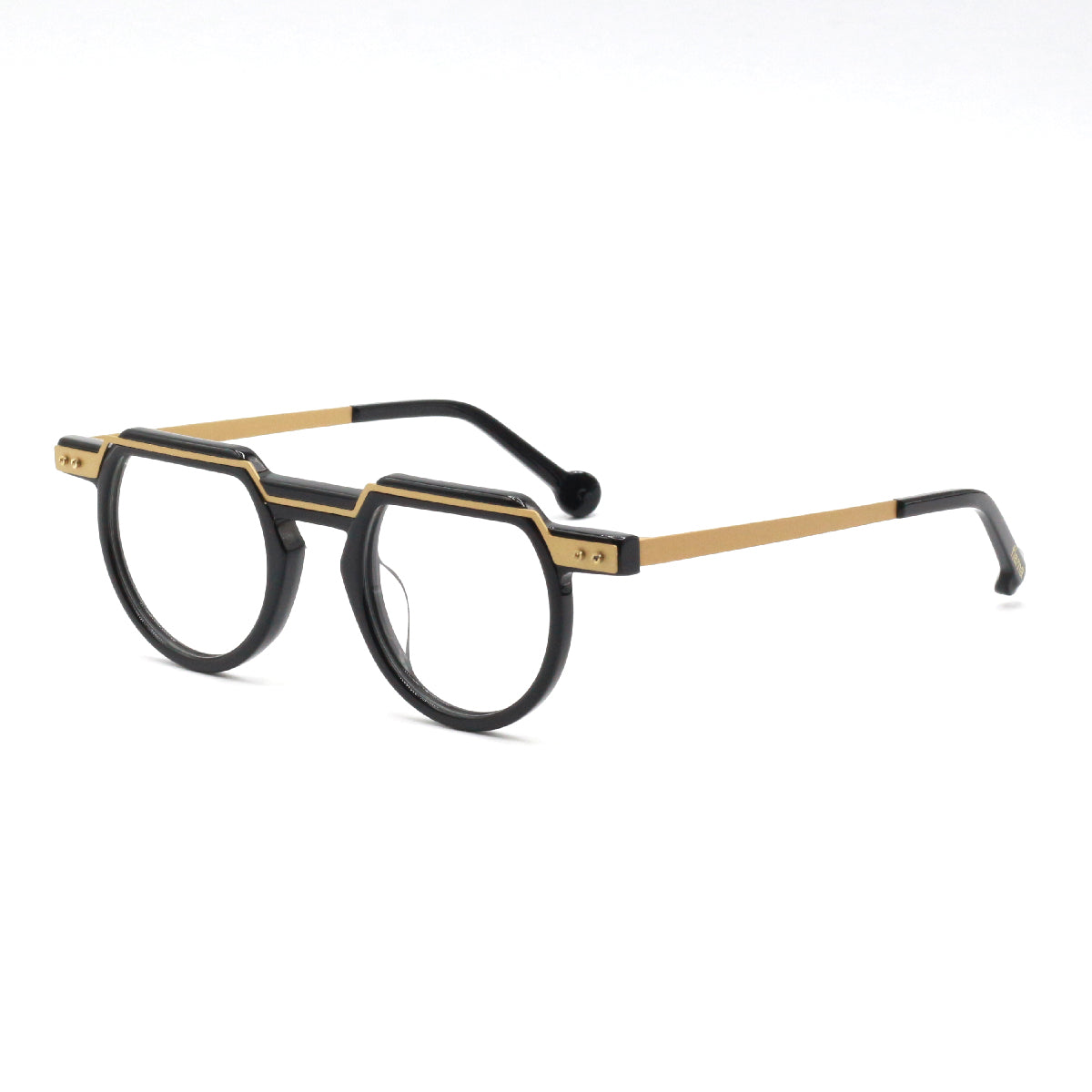 Gafas graduadas Flama Jackie circulares negras y doradas