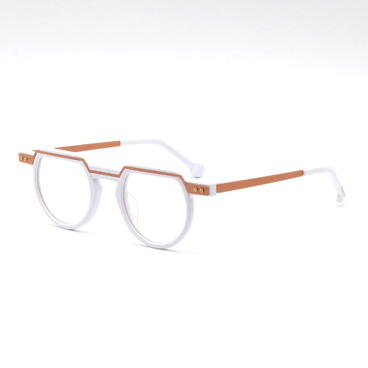 Gafas graduadas Flama Jackie circulares blancas y bronce