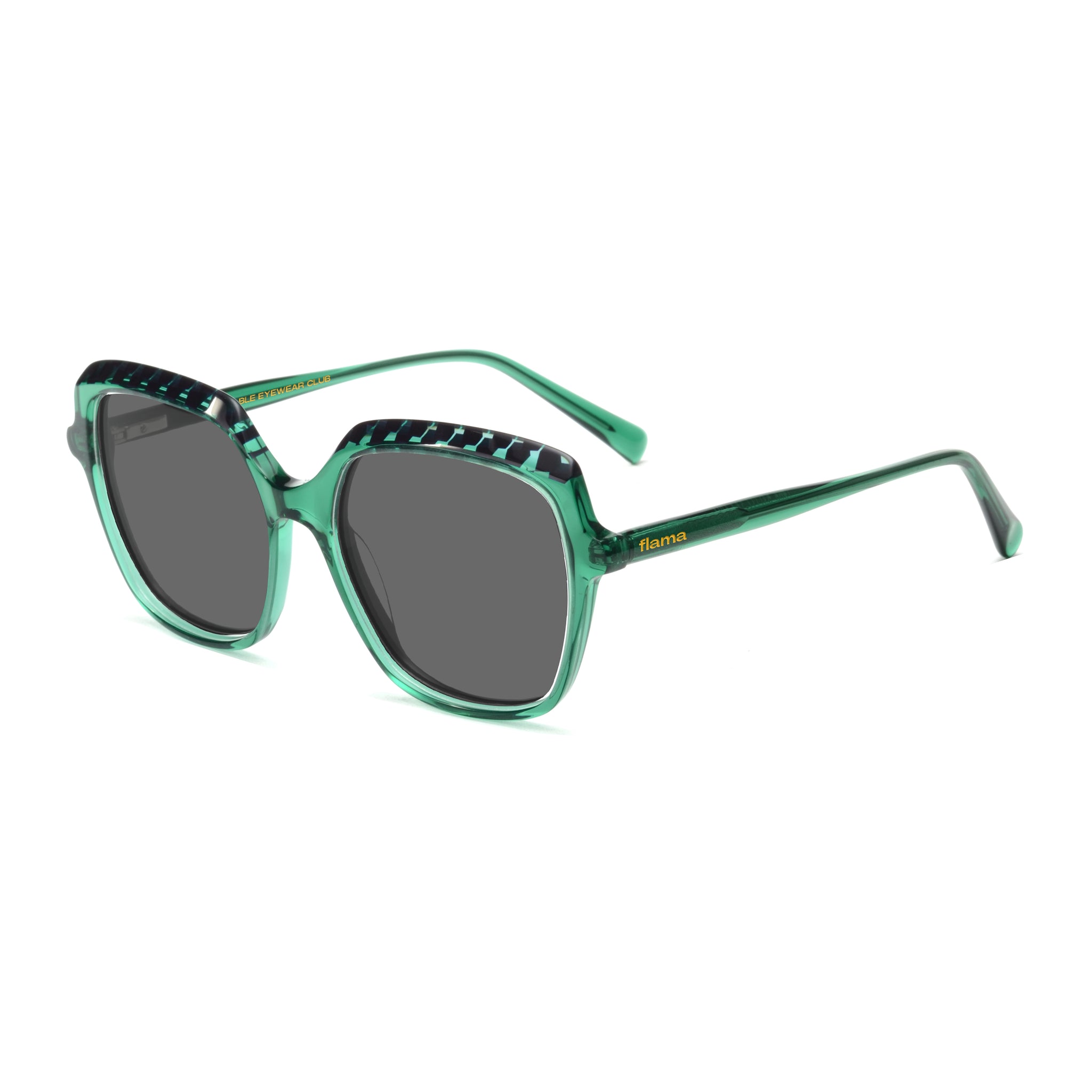 Gafas de sol Flama Martha estilo mariposa verdes con detalles azules