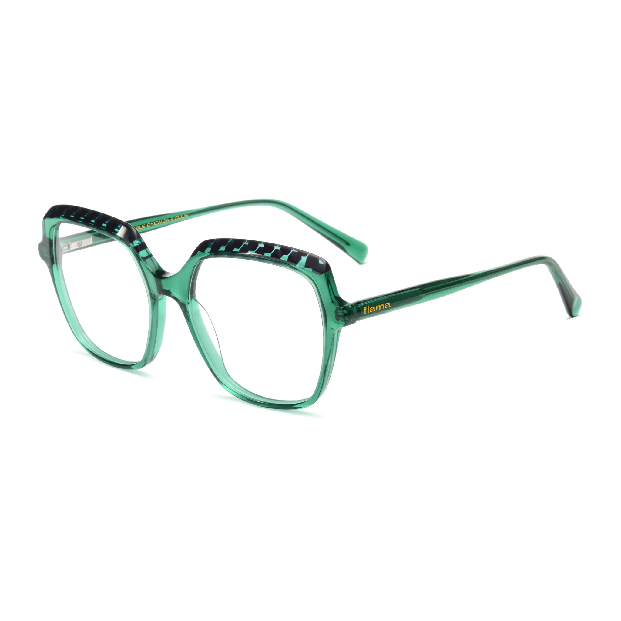 Gafas graduadas Flama Martha estilo mariposa verdes con detalles azules