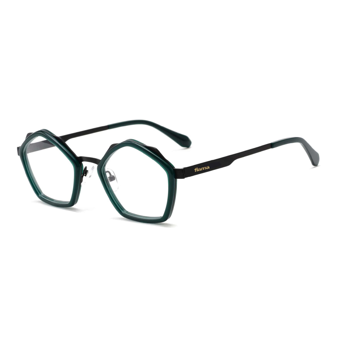 Gafas graduadas Flama Myka pentagonales verdes y negras