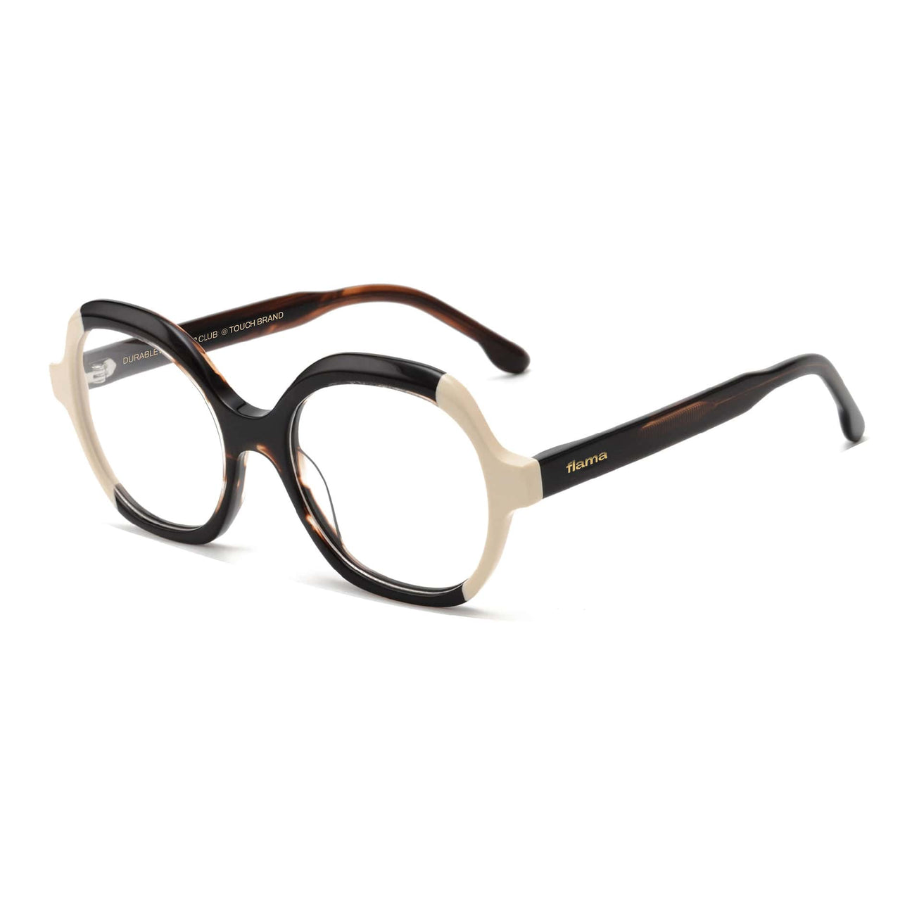 Gafas graduadas Flama Opal circulares blancas y habana