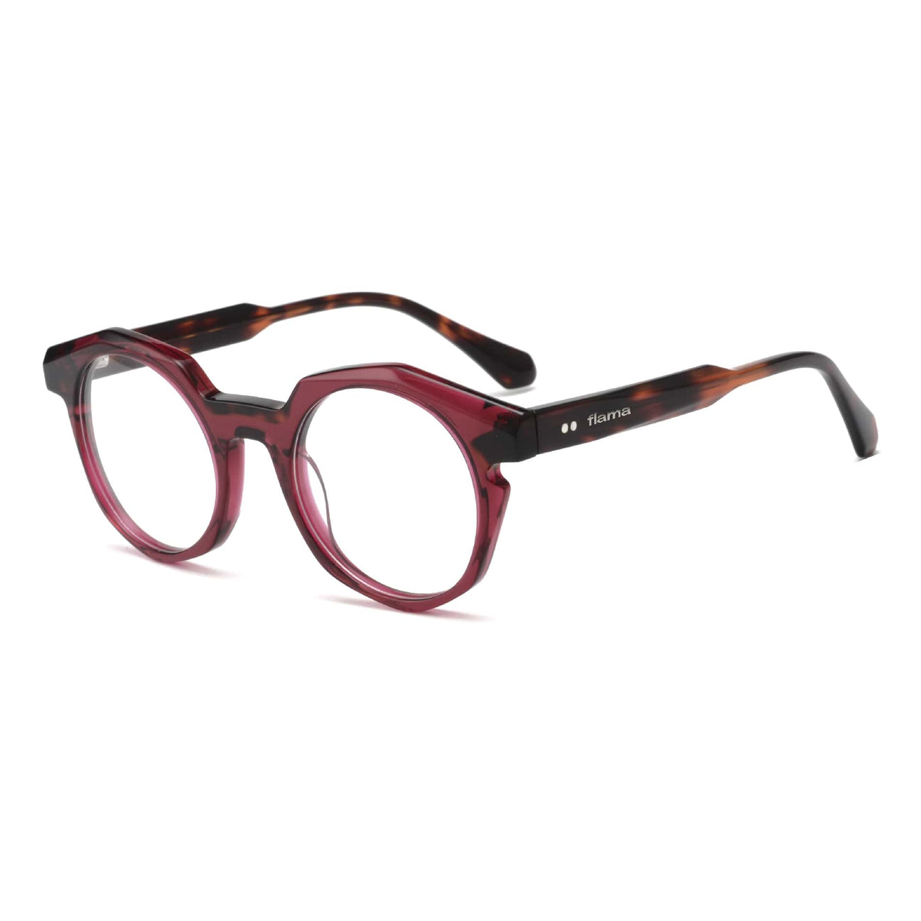 Gafas graduadas Flama Rogan circulares rojas y habana