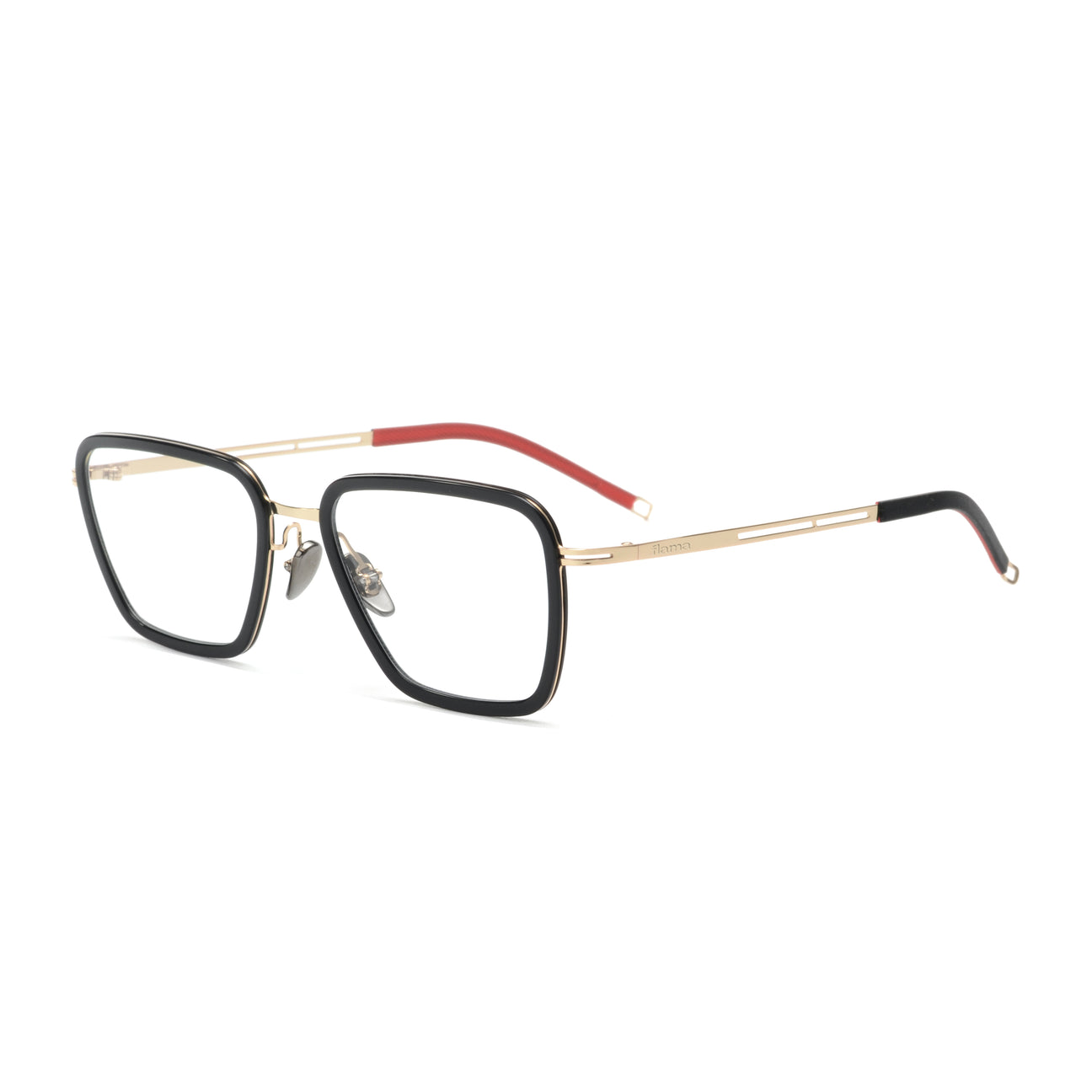 Gafas graduadas Flama Sartre cuadradas negras con varilla dorada y roja
