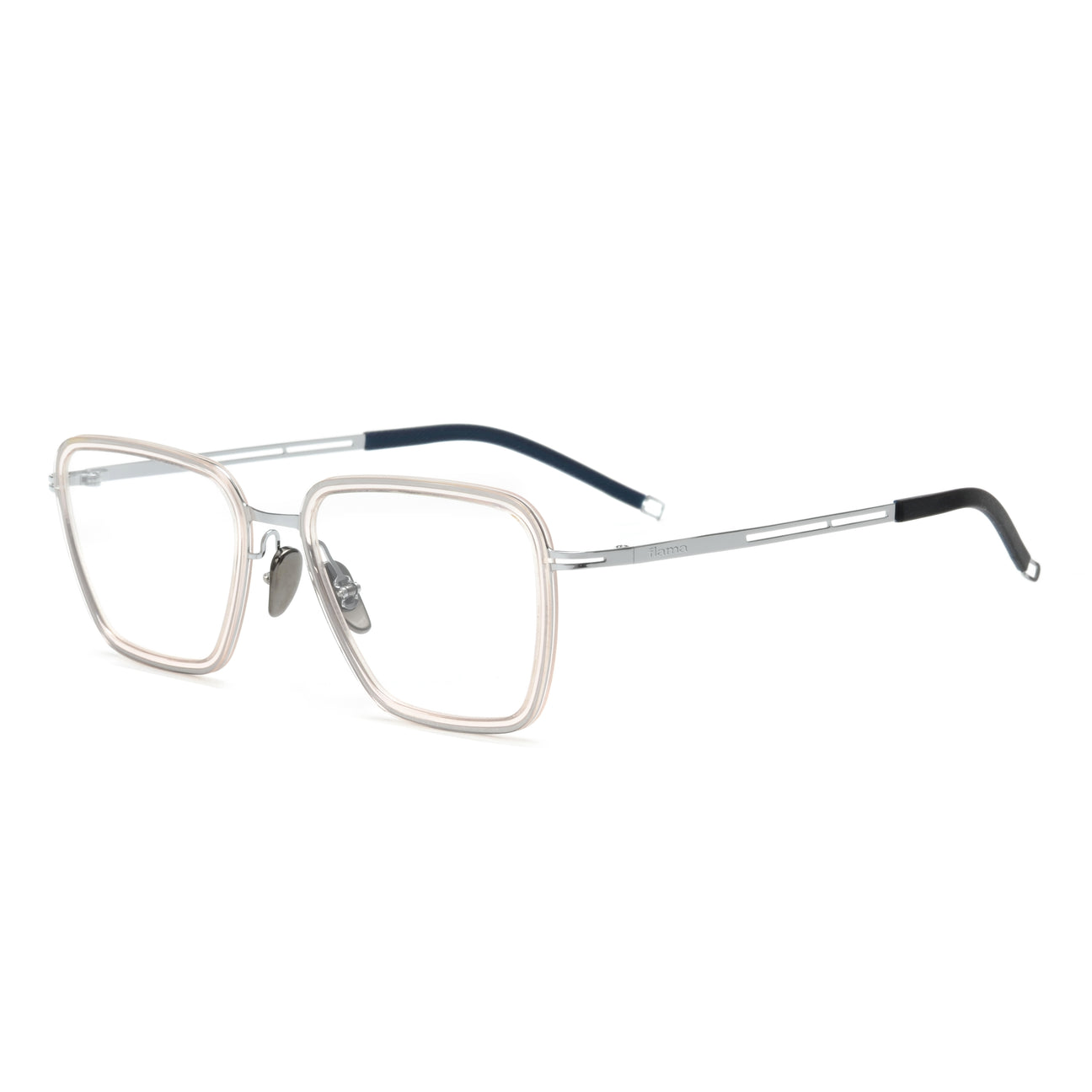 Gafas graduadas Flama Sartre cuadradas transparentes con varilla plateada y azul