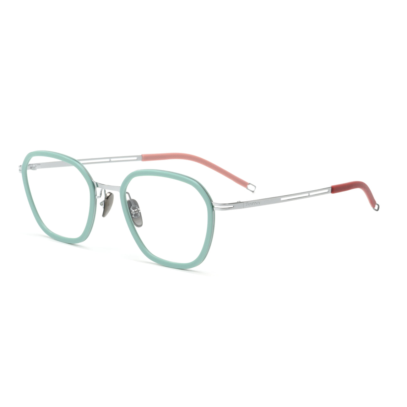 Gafas graduadas Flama Shaw circulares azules con varilla plateada y rosa