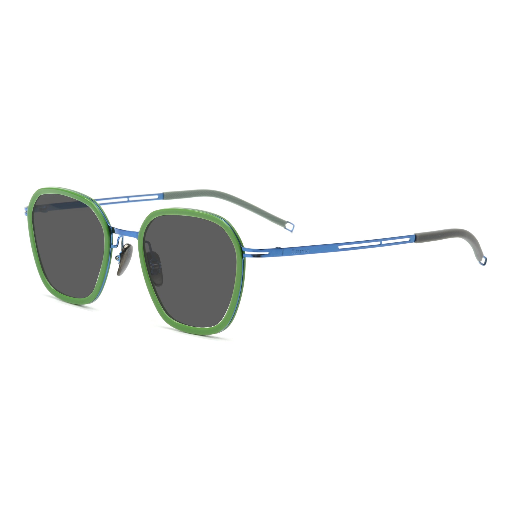 Gafas de sol  Flama Shaw circulares verdes con varilla azules y grises