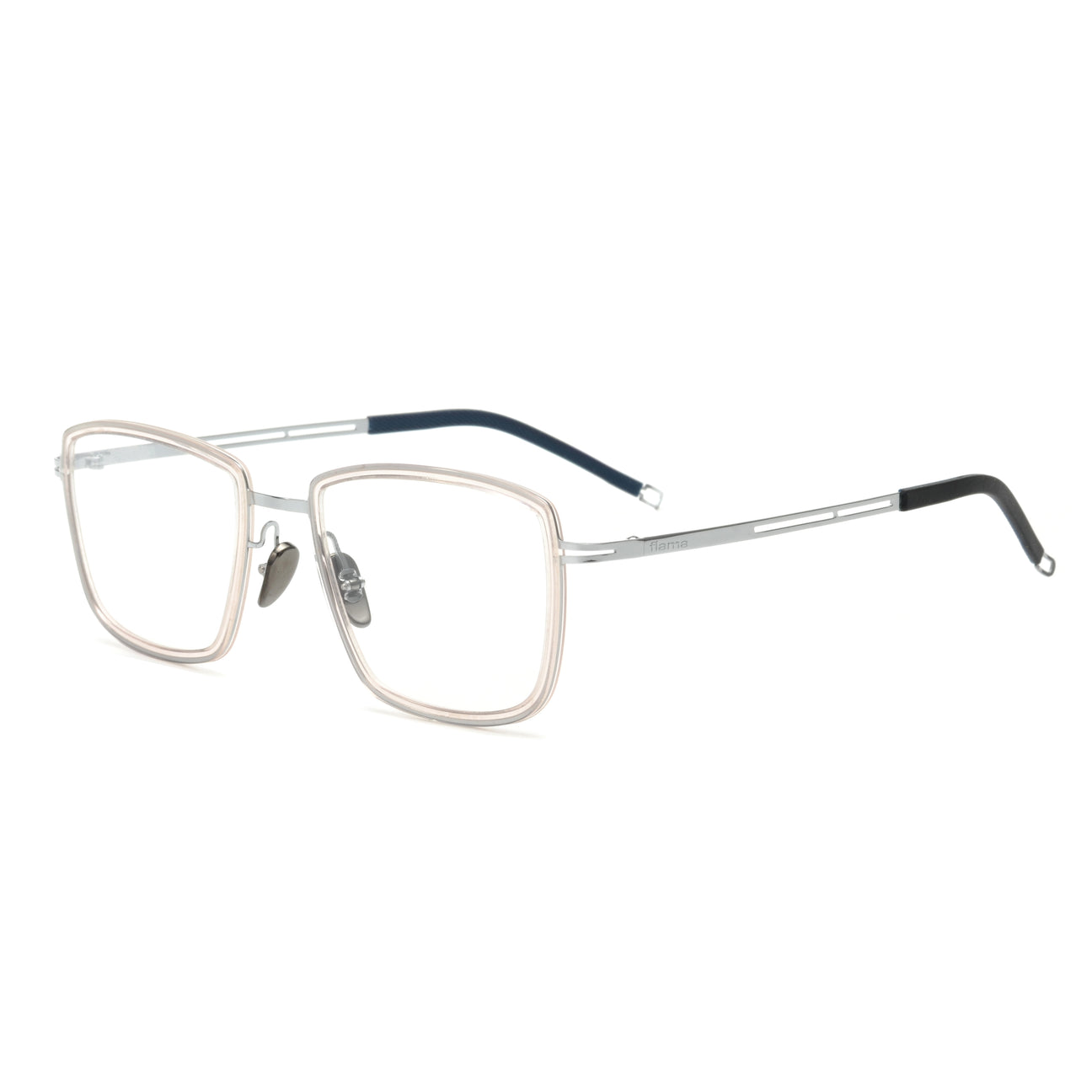 Gafas graduadas Flama Smith cuadradas transparentes con varilla plateada y azul