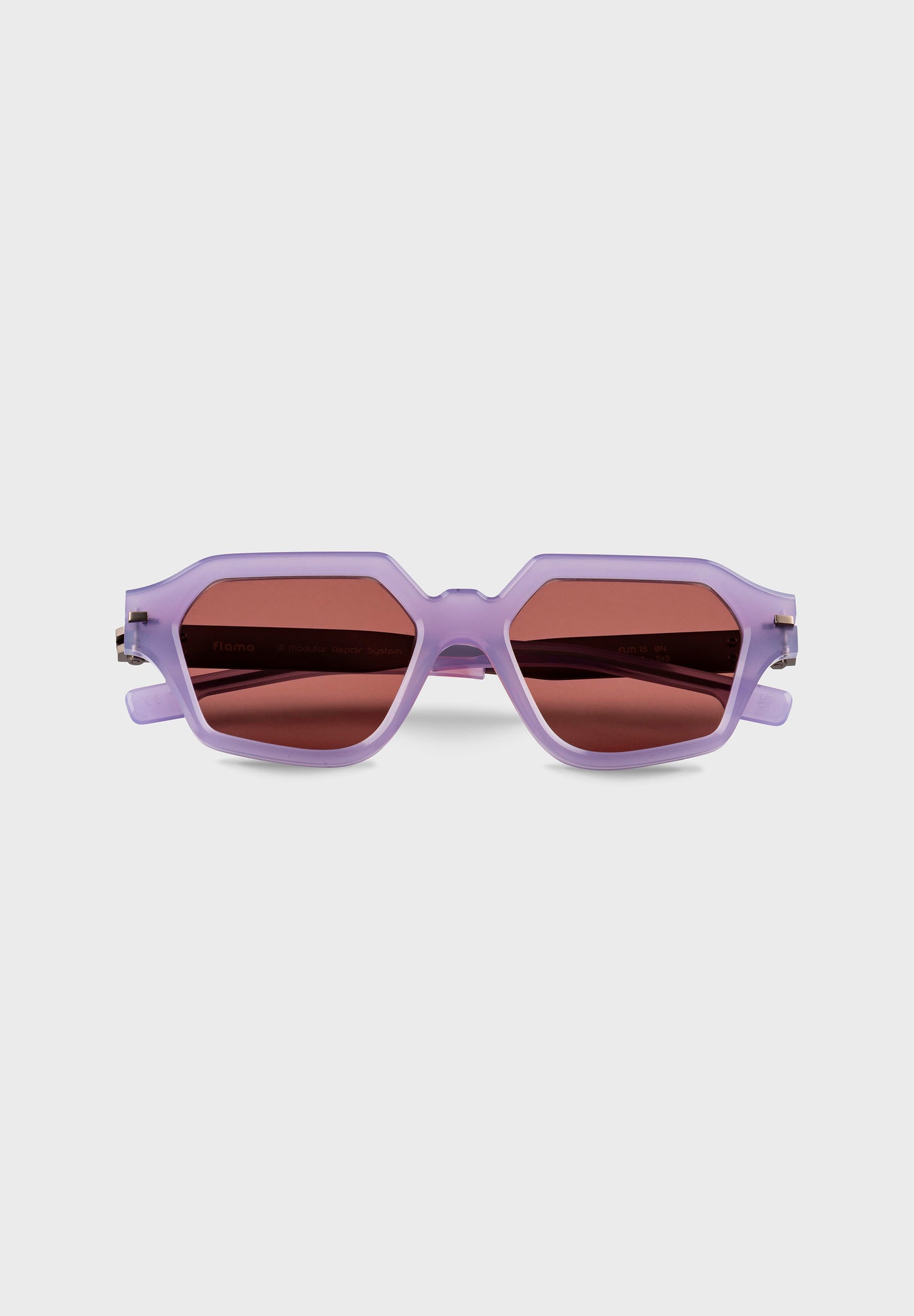 Gafas de sol violetas hexagonales con lente degradada color marrón